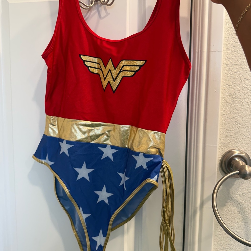 Forever 21 Red and Gold Superhero bodysuit